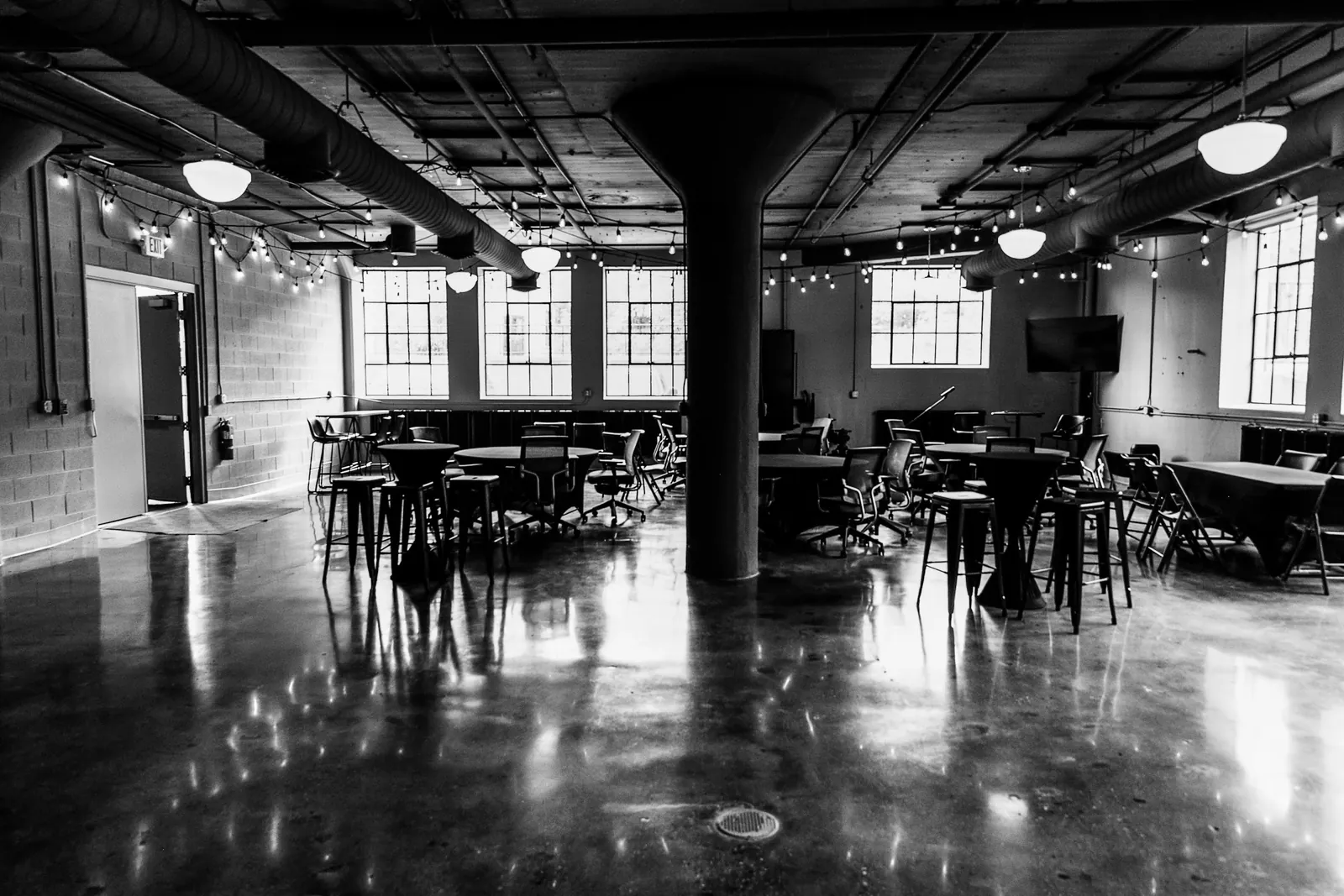 The open floor of the Stealth offices at the historic Ford Valve Plant in Northville, Michigan